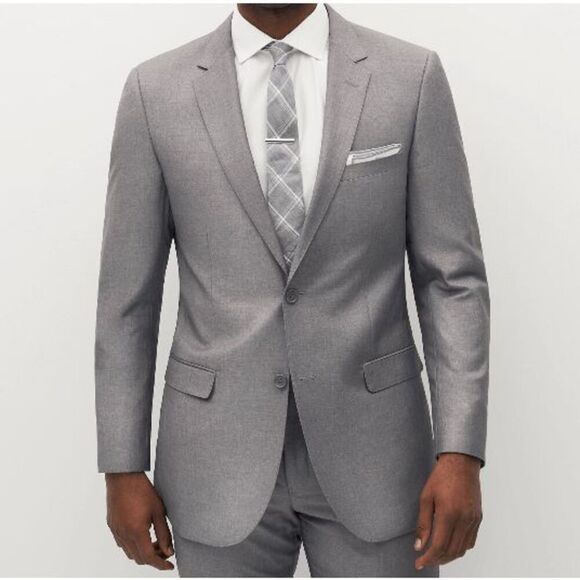 NWT The Suit Shop Textured Gray Suit Jacket Modern Fit Size 56 XLong